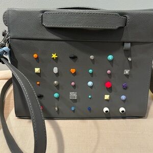 Min & Mon New York grey quirky, stylish structured cross body purse RARE